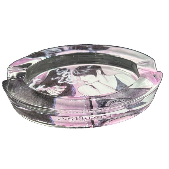 Vintage Ashton Trust Your Taste Clear Oval Crystal Glass Ashtray Thick Glass - Picture 3 of 7